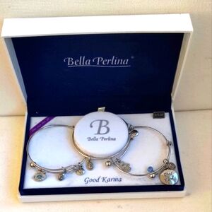 Bella Perlina Silver Charm Bracelet Set Women's